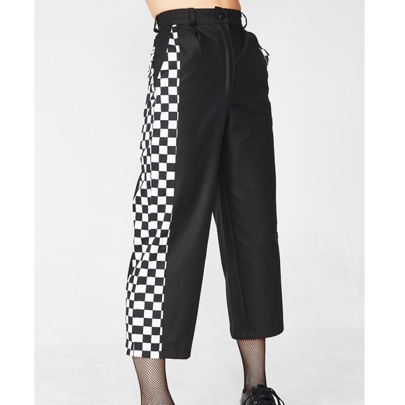 Dolls Kill Pants - NWOT black check wide leg trousers from Dolls Kill